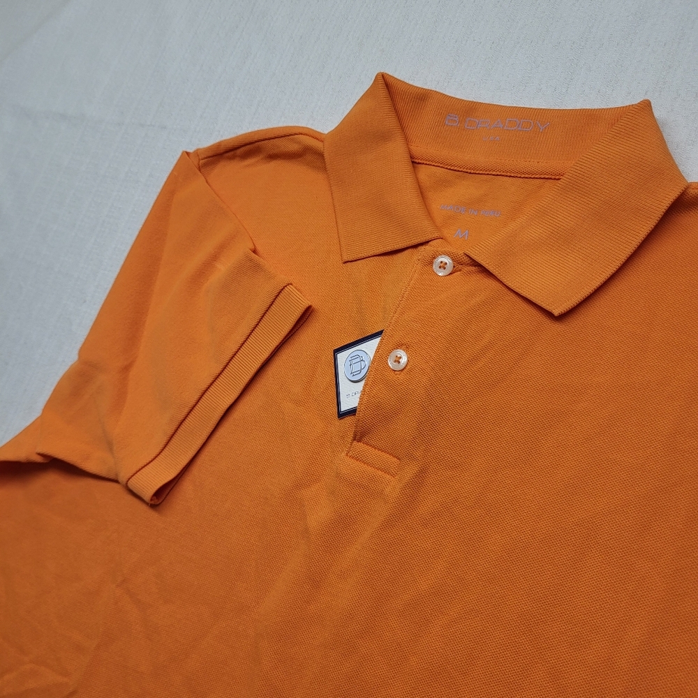 B Draddy Golf Polo Shirt Mens Medium Orange Pima Cotton Pique‎ Preppy Golf New